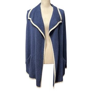 Splendid Navy Blue Open‎ Front 100% Cashmere Sweater Preppy Quiet Luxury X Small